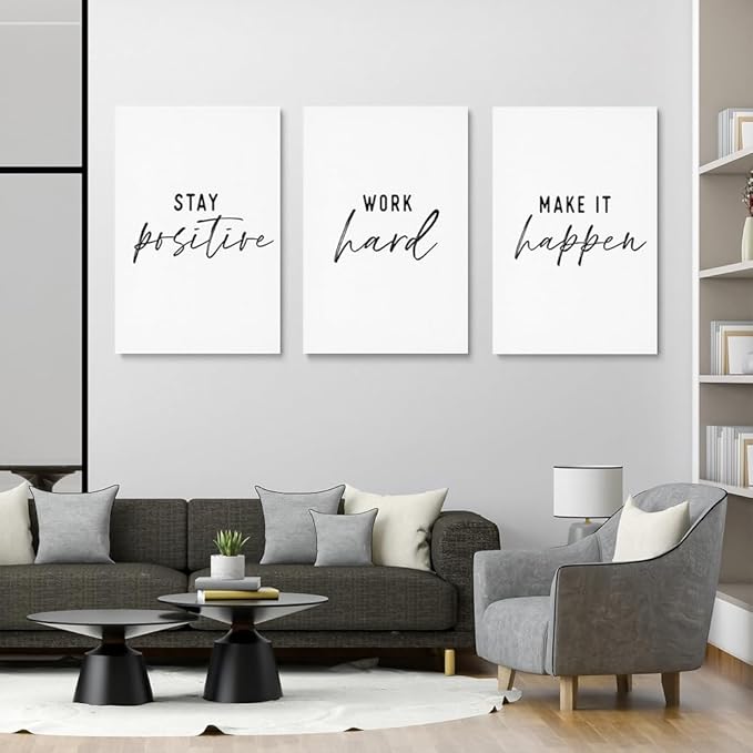 GUBIYU 3 Pcs Office Wall Decor Stay Positive, Hard Work Wall Art, Motivational