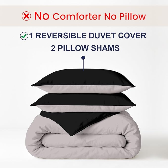 Kotton Culture 120"x120" 3 Pc Super King Plus/Super Oversize King Duvet Cover Set 100% Egyptian Cotton - 600 TC, Zipper Closure & Corner Ties - Fits Only Extra Large Inserts - Night's Shadow