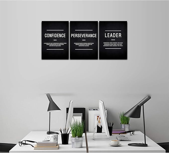 HUADO Motivational Canvas Wall Art, Leader Confidence Perseverance Office Wall