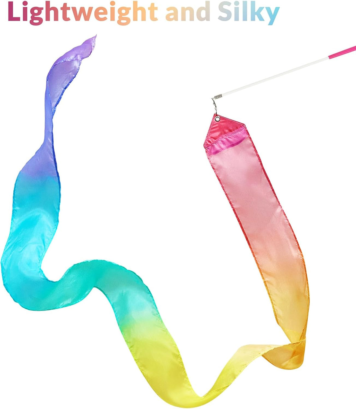 Skiennix 100% Silk Dance Ribbon Twirlers - Rainbow Play Silks for Kids | Perfect Gift for Gymnastics & Outdoor Fun
