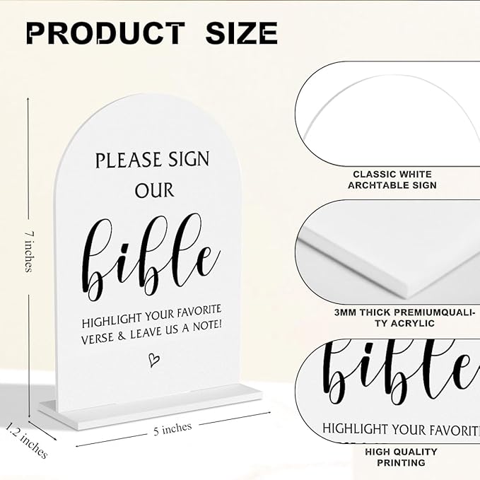 Please Sign Our Bible Wedding Sign Modern Minimalist Style Wedding Signs For Engagement Bridal Shower Ceremony Reception Event Birthday Party Clear Table Acrylic Decor