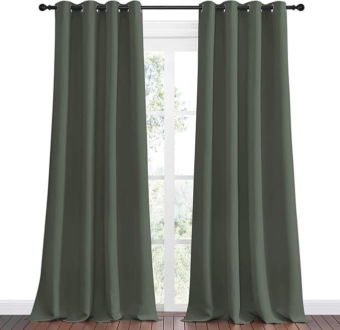 NICETOWN Dark Mallard Blackout Draperies Curtains, 55 inches Wide by 120 inches