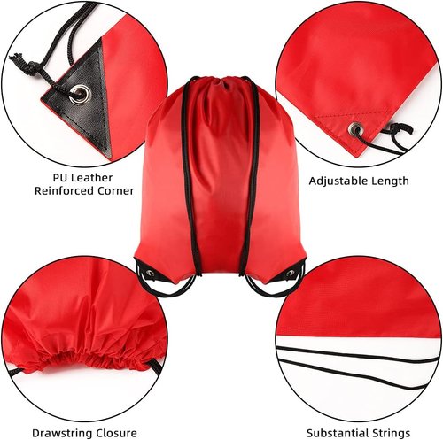 GoodtoU Drawstring Backpack Bulk, 20 Pcs Draw String Bags Cinch Bag Drawstring Gym Bag Sackpack Backpack for Women Men, Red