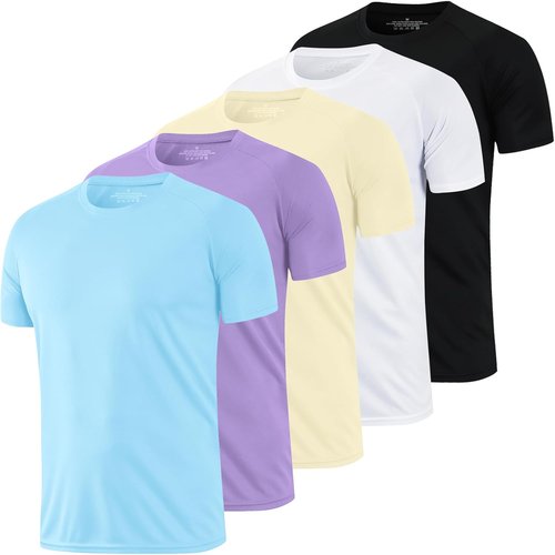 HovSiyla Men's Running Shirts - Breathable Dry Fit Athletic Tops for Cool Workouts | 1/5 Pack