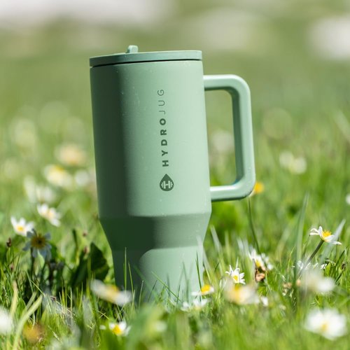 HydroJug Traveler - 32 oz Insulated Water Bottle with Handle & Flip Straw - Leak Resistant, Sage
