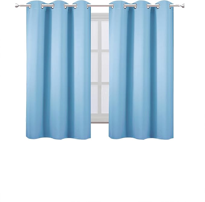 LEMOMO Sky Blue Blackout Curtains 42 x 54 Inch Length Set of 2 Panels Grommet