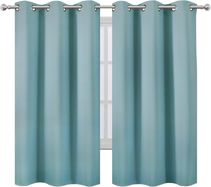 LEMOMO Stone Blue Thermal Blackout Curtains/38 x 63 Inch/Set of 2 Panels Room