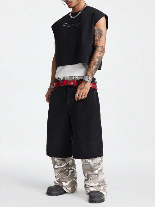 GORGLITTER Men's Crop Vest Top - Stylish Dolman Sleeve Crewneck Pullover Tank - Comfortable Fit
