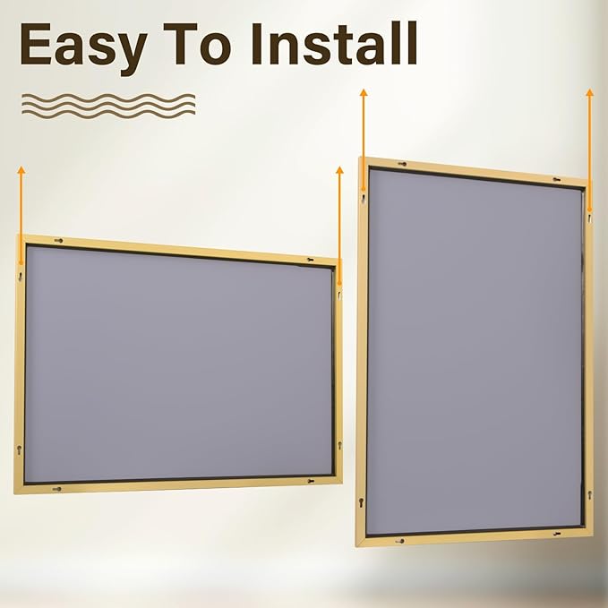 HARRITPURE 24"x36" Framed Bathroom Mirror for Wall Rectangle Mirror Aluminum Alloy Frame Wall-Mounted for Farmhouse Entryway Bedroom Living Room Gold