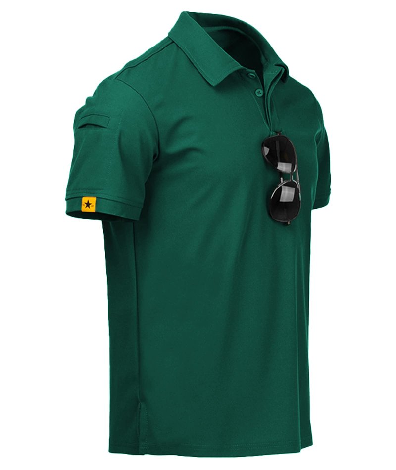 ZITY Mens Polo Shirt Short Sleeve Sports Tactical T-Shirt Athletic Golf Polos Daily Casual Stylish Collared Shirts for Men Forest Green XX-Large