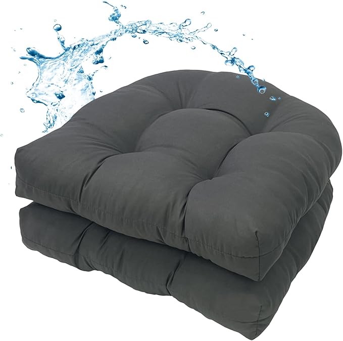 MTMR Outdoor Chair Cushions Set of 2, Water-Repellent 19”X19” Patio Chair Cushions with High Elasticity PP Cotton, No Fading Tufted Patio Seat Cushions for Outdoor Furniture, Thick Outdoor Cushions