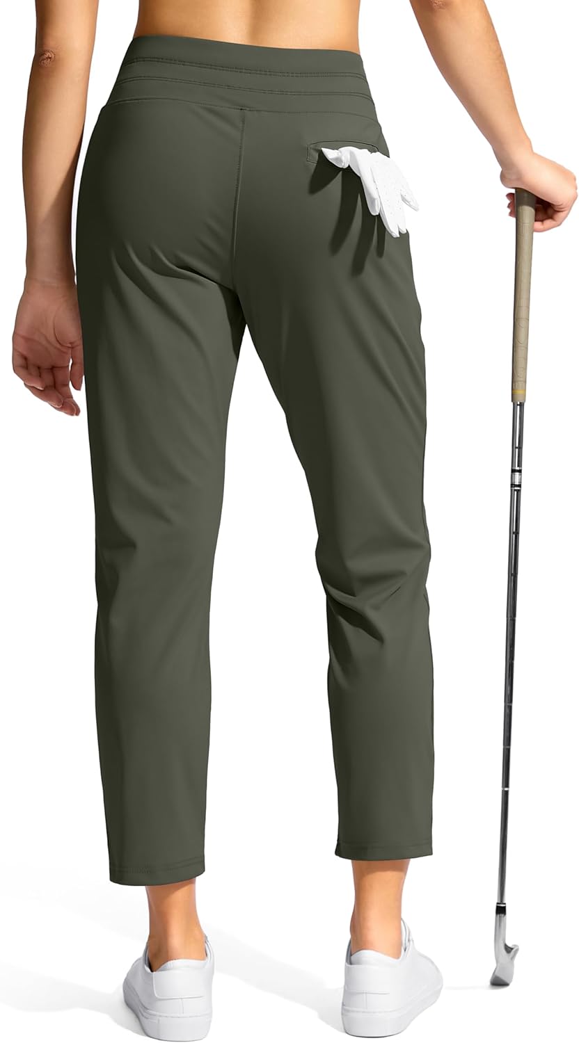 YYV Women's High Waisted Golf Pants - 3 Pockets, 7/8 Stretch Ankle Design for Workout & Travel
