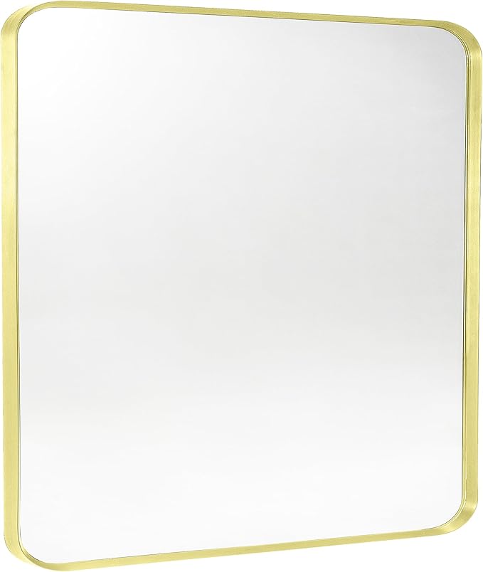 Gold Metal Framed Bathroom Mirror