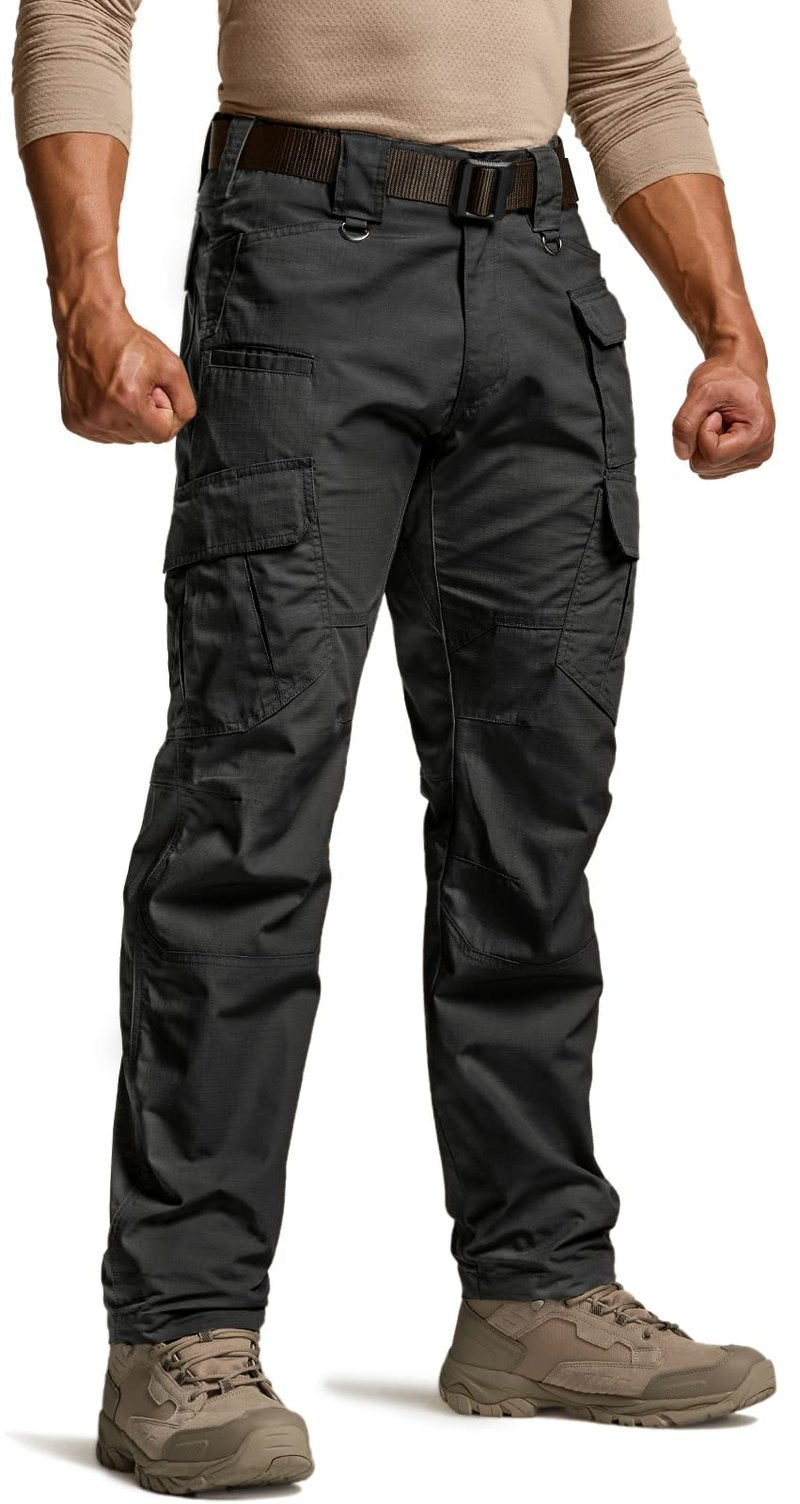 CQR Men's Tactical Pants, Water Resistant Ripstop Cargo Pants, Lightweight EDC Work Hiking, Outdoor Apparel, Duratex Mag Pocket Black, 34W x 30L