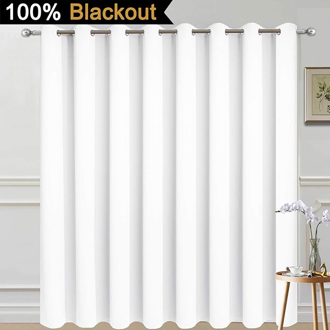 Yakamok Total Blackout Extra Wide Patio Sliding Door Curtains, Grommet Thermal