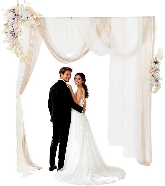 Artificial Wedding Arch Flowers Kit (Pack of 5),2pcs Artificial Hanging Flower Arch Decor,for Wedding Ceremony Arbor Reception Backdrop Rose Floral Party Outdoor Decoration White Champagne