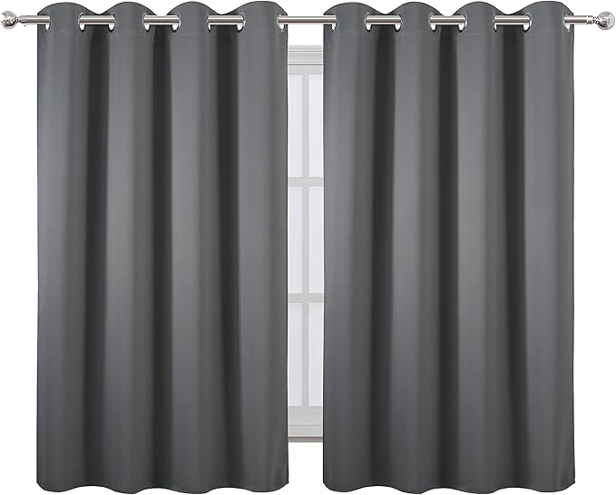 LEMOMO Frost Grey Thermal Blackout Curtains/52 x 54 Inch/Set of 2 Panels Room