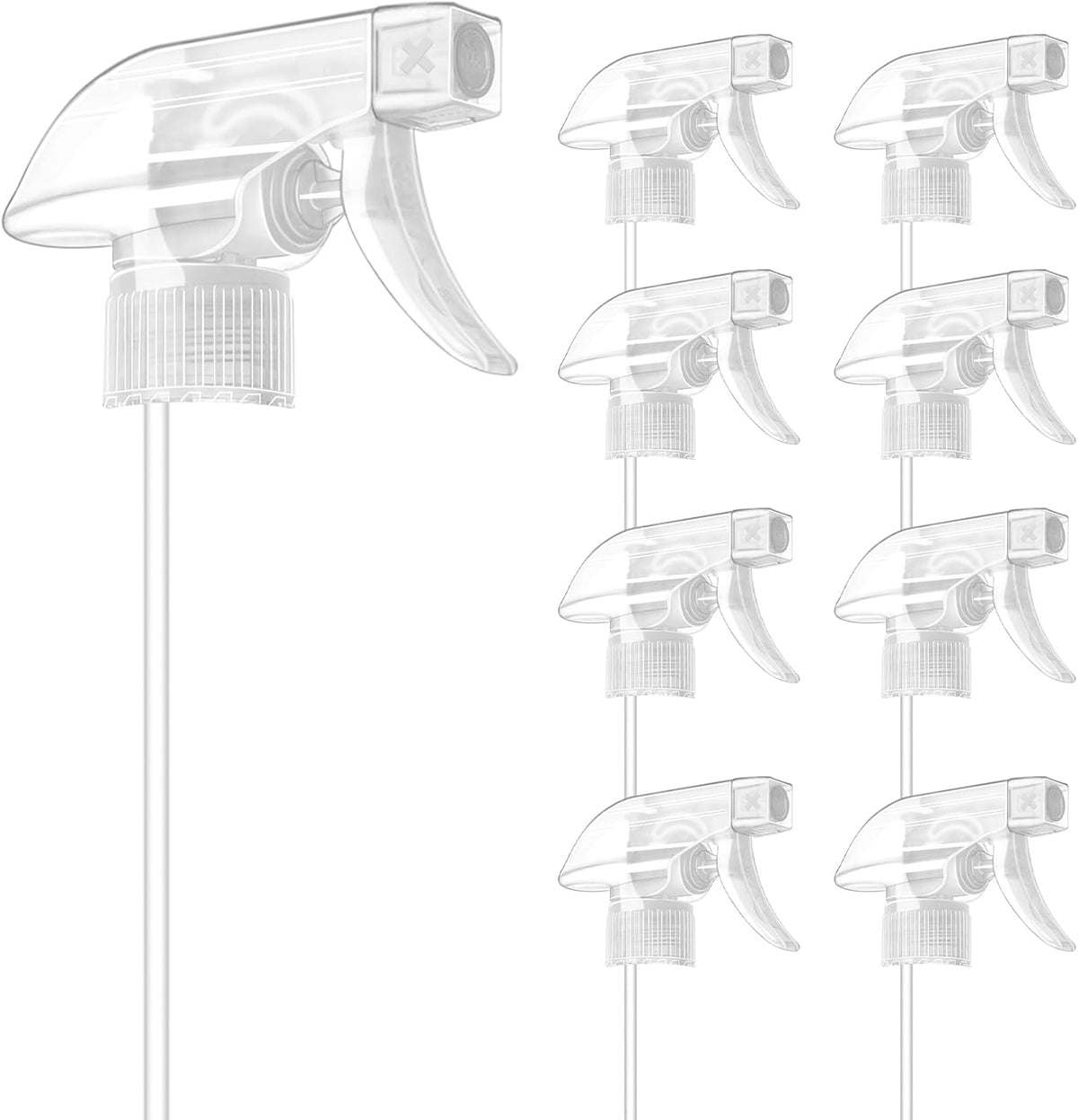 DIYSELF Spray-Nozzle-for-Bottles, 8 Pcs Spray Bottle Tops Replacement, Mist Stream Trigger Sprayer for 8oz 16oz 32oz Bottles, Clear Spray Bottle Heads for Cleaning Solutions, Car Detailing, Leakproof