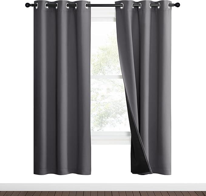 NICETOWN Grey Full Shade Curtain Panels, Pair of Thermal Insulated & Energy