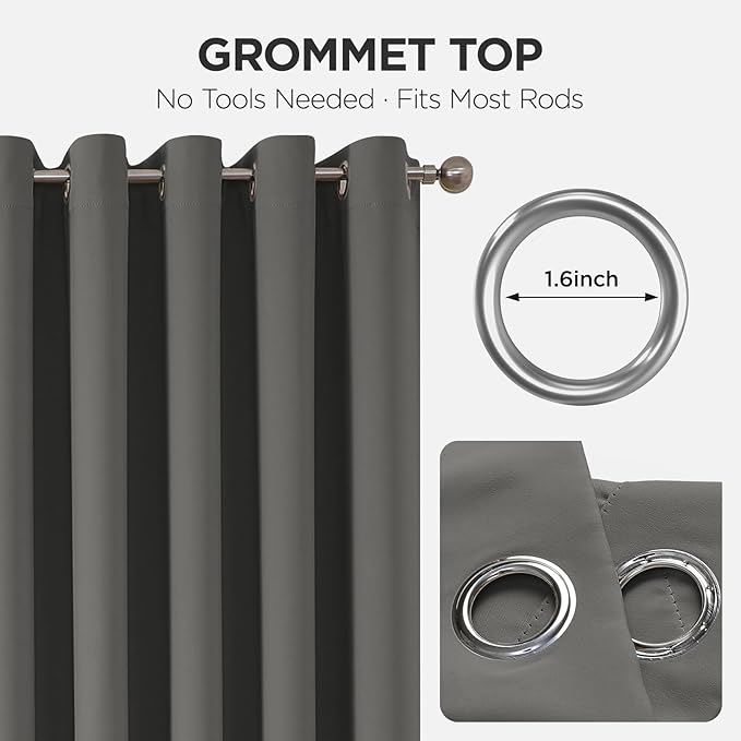Joydeco Blackout Patio Sliding Door Curtains 90 Inches Long, Grommet Privacy