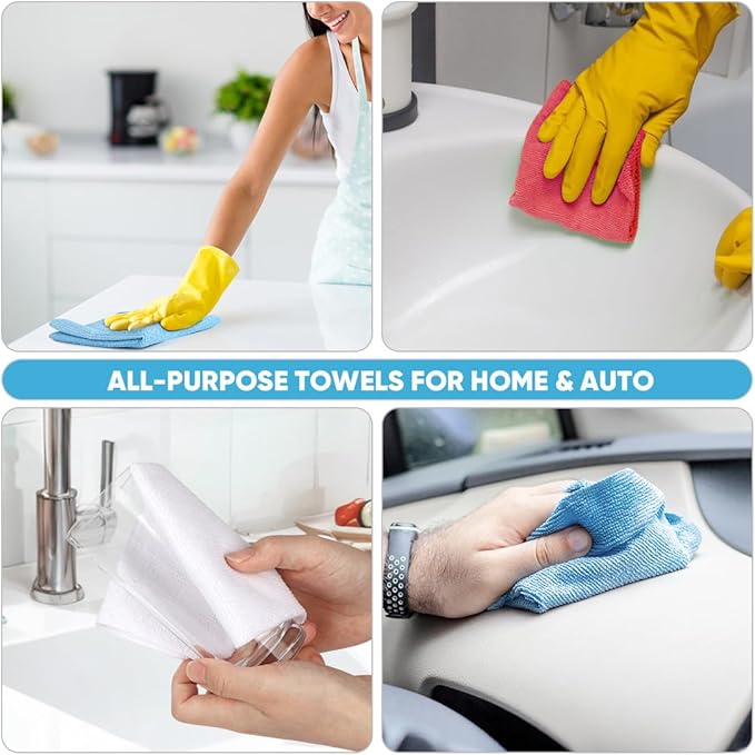 AIDEA Microfiber Cleaning Cloth Roll, Blue Shop Towels 55 Sheets Washable, Microfiber Towels for Cars, Blue Rags Reusable Paper Towel for Automotive, Workshop, House, Kitchen, Cleaning Supplies11??9"