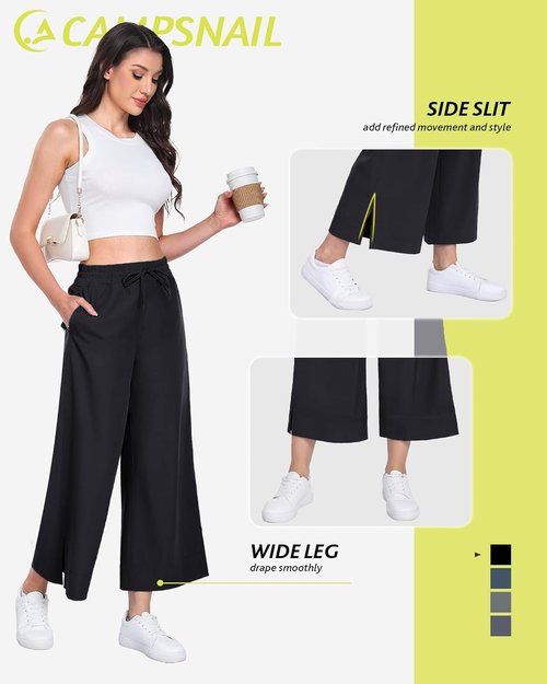 Campsnail Wide Leg Capri Pants for Women - Lightweight Casual Summer Sweatpants | Perfect for Travel & Work