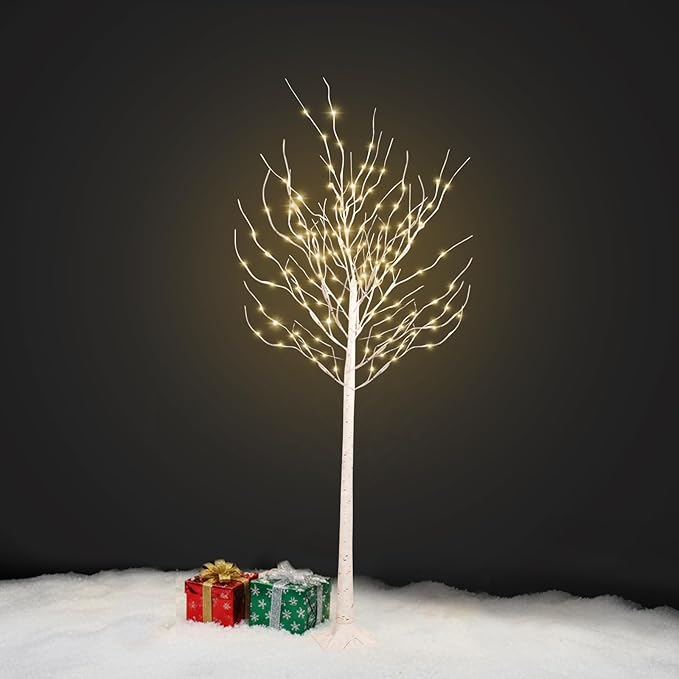 LED Birch Tree Lights, 6ft Trees with Warm White Lights, Outdoor Indoor Christmas Wedding Party Decor