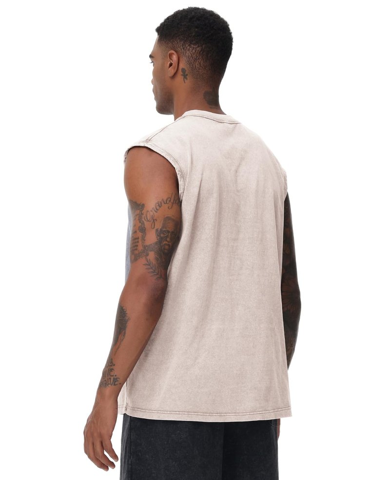 SnowElve 3 Pack Mens Workout Tank Tops Sleeveless Tee Shirts Men Muscle Shirt Gym Acid Wash T Shirts Running Beach Loose Fit Tee(BKAGAC,M)