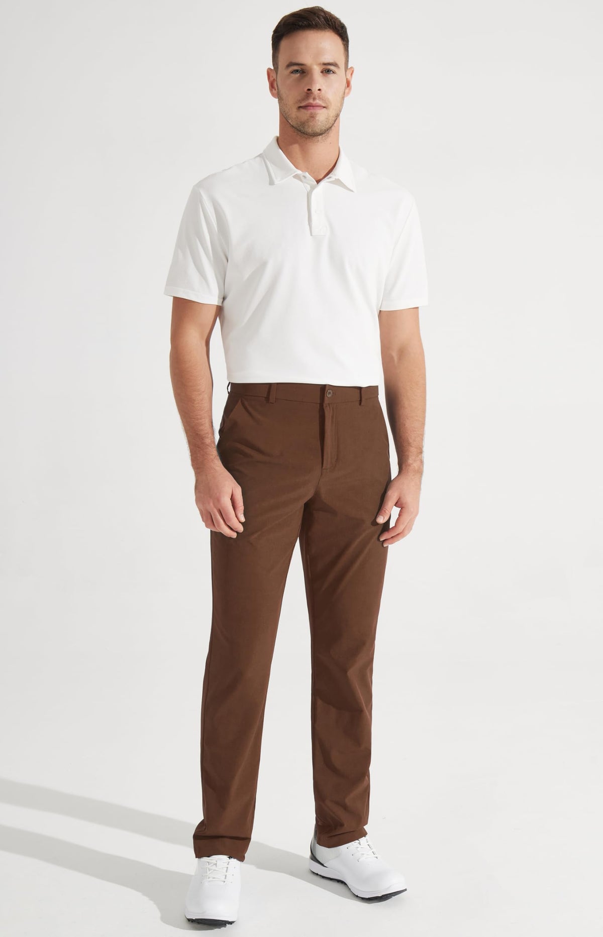 Libin Men's Dress Pants 32" Comfy Business Casual Golf Pants Quick Dry Lightweight Clothing for Men Travel Vocation Work Trousers Water Resistant, Light Coffee, 36W x 32L