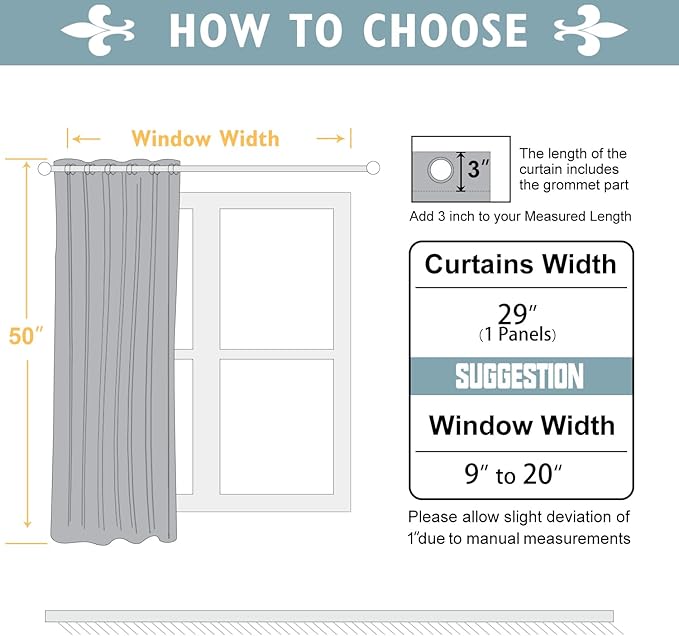 ChrisDowa Small Window Curtains 50 inches Long