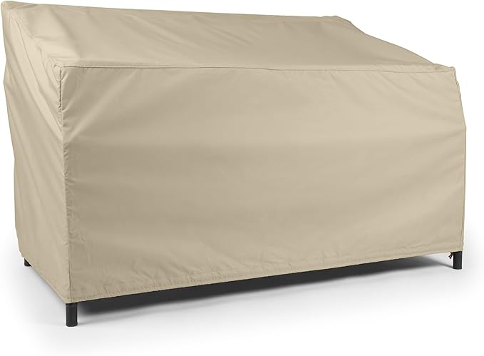 Covermates Elite Outdoor Patio Sofa Cover – Water-Resistant 300D Polyester, Double-Stitched Seams, Elastic Hem, Auto-Locking Drawcord & Mesh Vent for Moderate Weather, 74W x 32D x 34H, Khaki