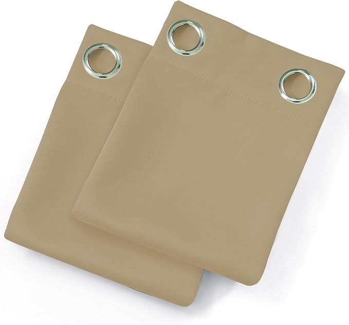 LEMOMO Beige Thermal Blackout Curtains/42 x 72 Inch/Set of 2 Panels Room
