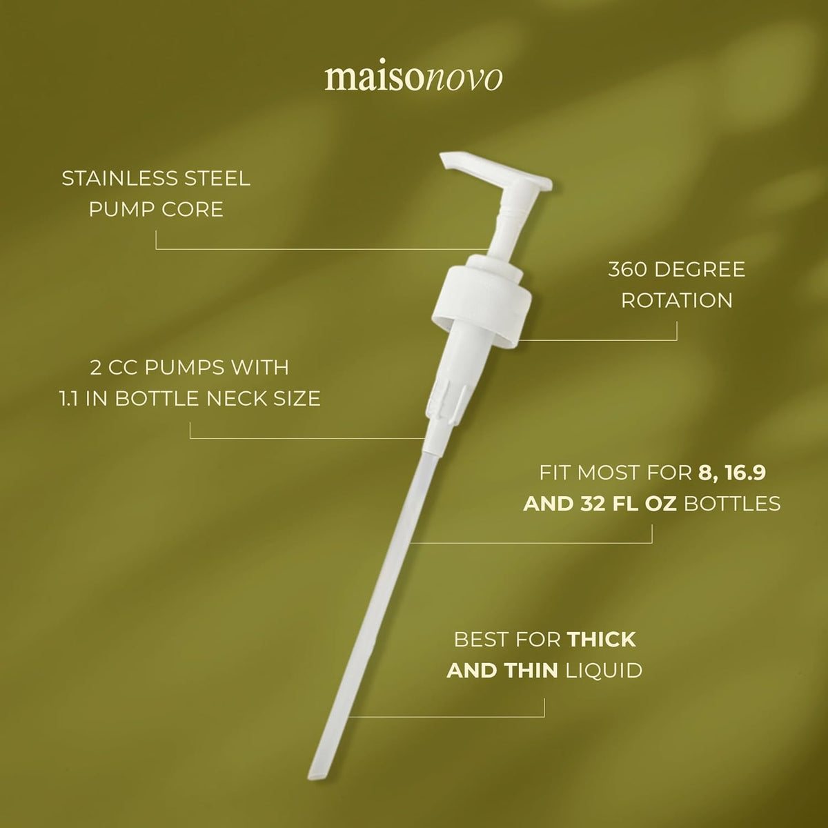 MaisoNovo Soap Pump Replacement - 2X White Plastic Pumps - Pump Dispenser - Soap Dispenser Pump Replacement - Stainless Steel Soap Pump - Pump for Soap Dispenser