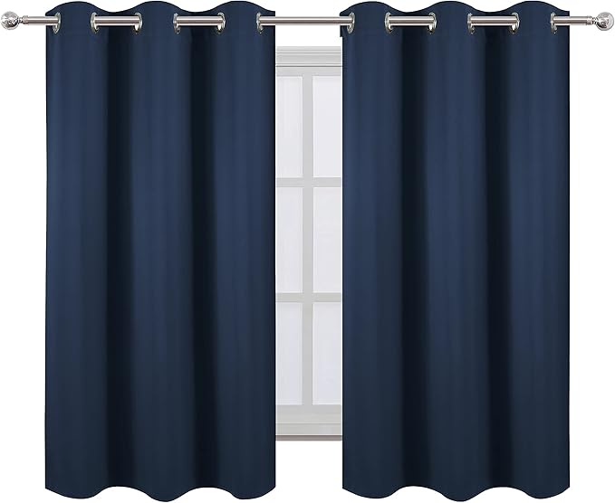 LEMOMO Navy Blue Blackout Curtains 34 x 54 Inch Length/Set of 2 Curtain