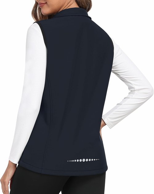 MoFiz Women's Softshell Vest - Lightweight Windproof Fleece Lined Jacket | Insulated Sleeveless Running Gear