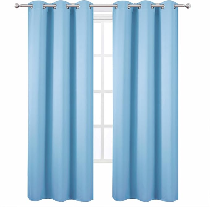 LEMOMO Sky Blue Thermal Blackout Curtains/42 x 84 Inch/Set of 2 Panels Room