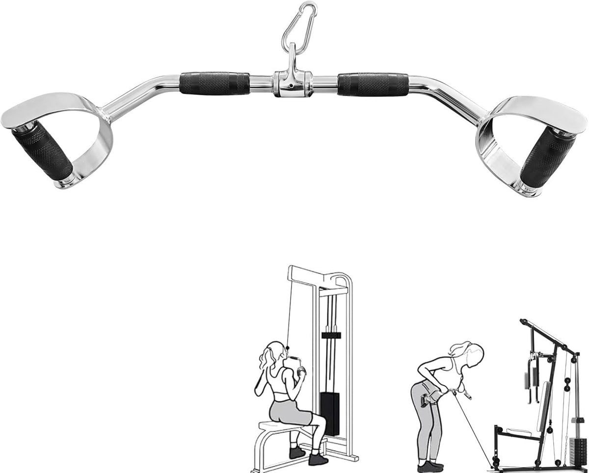 Skiennix LAT Pulldown Bar - Heavy Duty V-Shaped Cable Machine Attachment with Rubber Handgrips