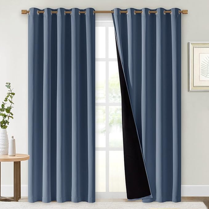 NICETOWN 100% Blackout Curtains 84 inches Long, Pair of Energy Smart & Noise