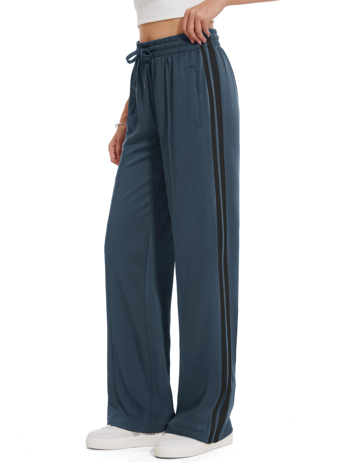 Tapata Women's 34" Inseam Tall Track Pants Loose Straight Leg Jogging Sweatpants Warm-Up Sports Athletic Running, Dark Grey, S