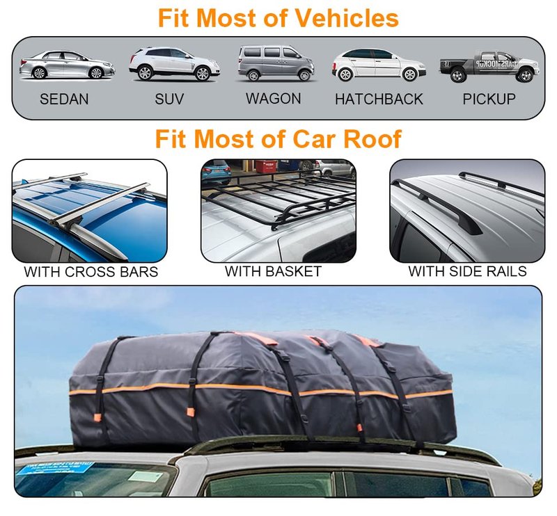Rooftop Cargo Carrier Bag Waterproof 20 Cubic Car Roof Bag Cargo Carrier All Cars with/Without Rack Includes Anti-Slip Mat 10 Reinforced Straps 6 Door Hooks