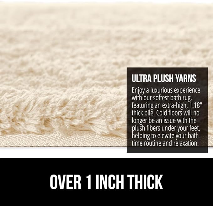 GORILLA GRIP Bathroom Rugs, 42x24, Ultra Soft Absorbent Mat, Thick Plush Bath Rug, Machine Washable, Microfiber Quick Dry, Mats for Shower, Bathtub and Floor, Home Decor Accessories, Ivory