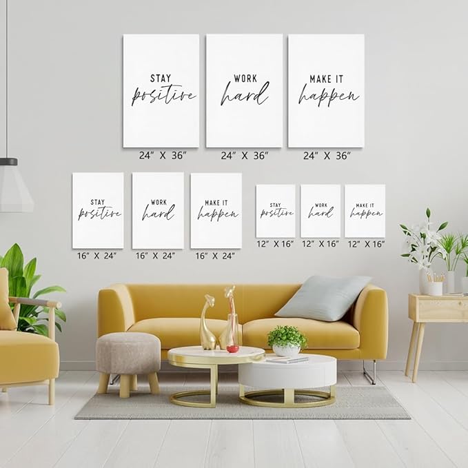 GUBIYU 3 Pcs Office Wall Decor Stay Positive, Hard Work Wall Art, Motivational