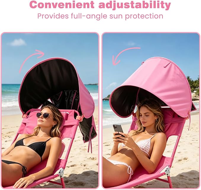 SUNNYFEEL Tanning Chair with Canopy, Face Down Lounger with Backpack Straps | Tanning Chair with Canopy, Face Down Lounger with Backpack Straps