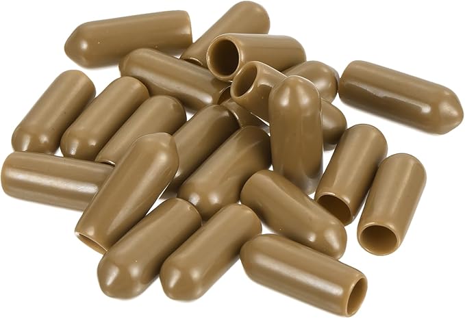uxcell 20pcs Rubber End Caps 5.5mm ID Vinyl PVC Round Tube Bolt Cap Cover Screw Thread Protectors Light Brown