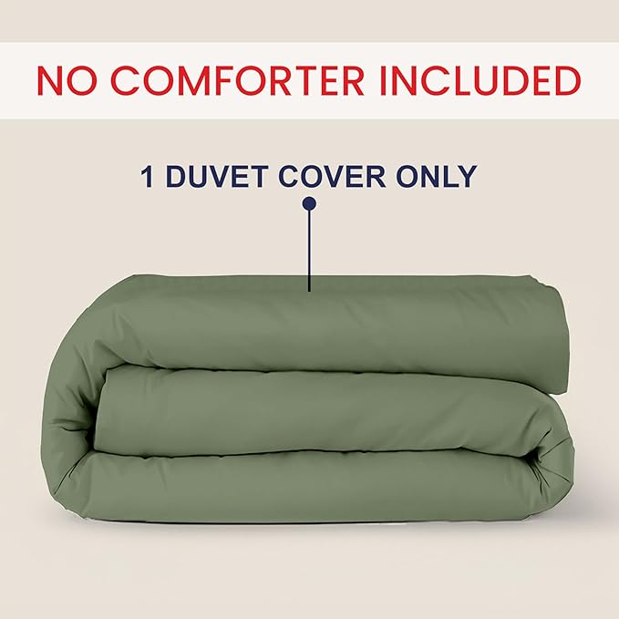 Kotton Culture 120"x98" 1 Pc Oversized King Duvet Cover Only 100% Egyptian Cotton - 600 TC Comforter Cover, Zipper Closure & Corner Ties - Fits Large King Inserts (Oversized King, Sage Green)