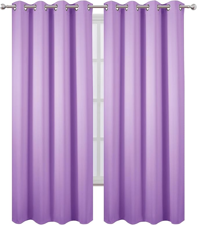 LEMOMO Blackout Curtains 52 x 120 Inch Long Lavender Curtains Set of 2 Panels