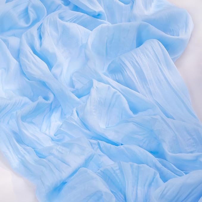 MLMC Light Blue Table Runner Baby Blue Cheesecloth Table Runner 10ft Baby Shower Decorations Rustic Gauze Cheese Cloth Centerpiece 35x120 Inches for Gender Reveal Birthday Party Wedding Decor