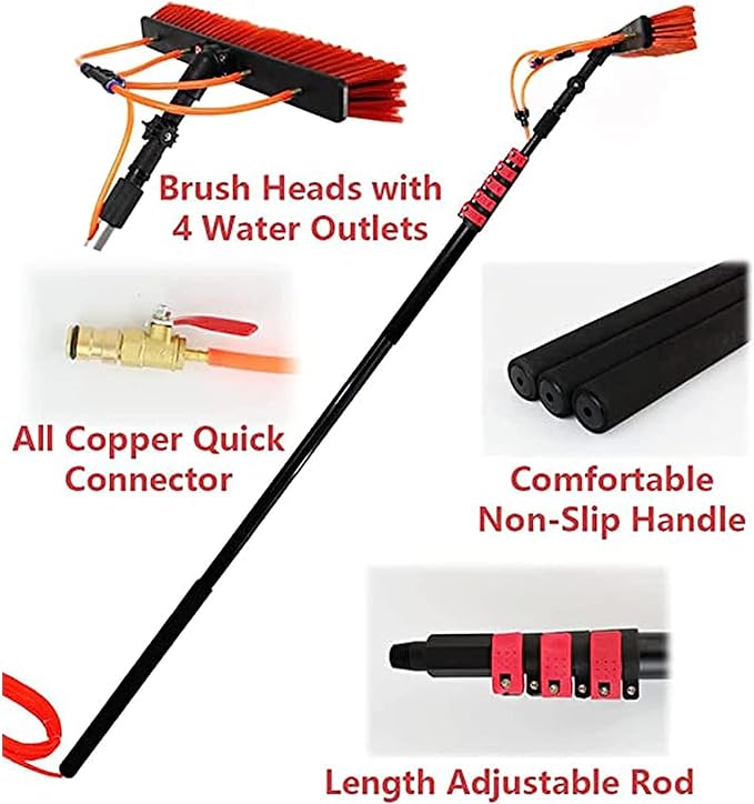 Water Fed Pole Kit,Window Cleaning Water Fed Poles Roof Cleaning Tools,Aluminum Outdoor Window Cleaner Hose,Cleaning Tool for Window Glass Extendable Cleaner Conservatory,10.8m/36FT