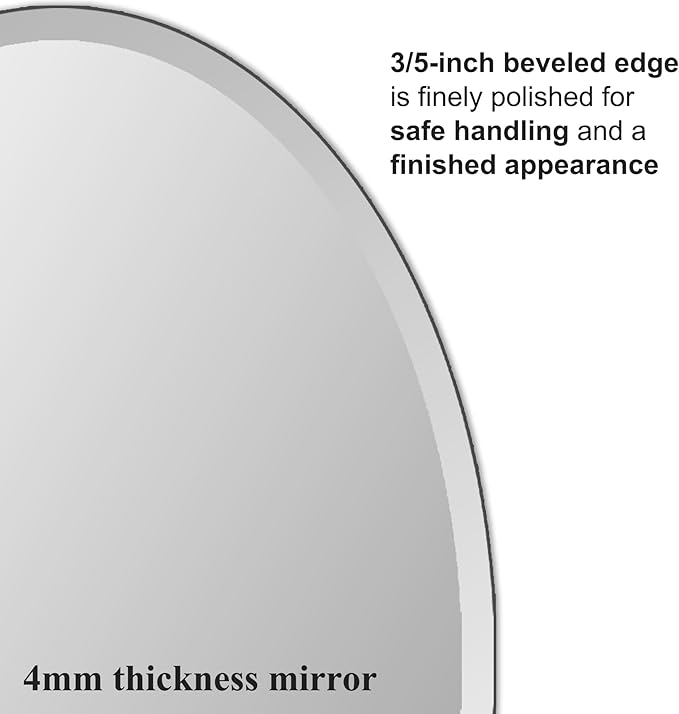 Bathroom Mirror for Over Sink, Oval Frameless Mirror, Beveled Polished Wall