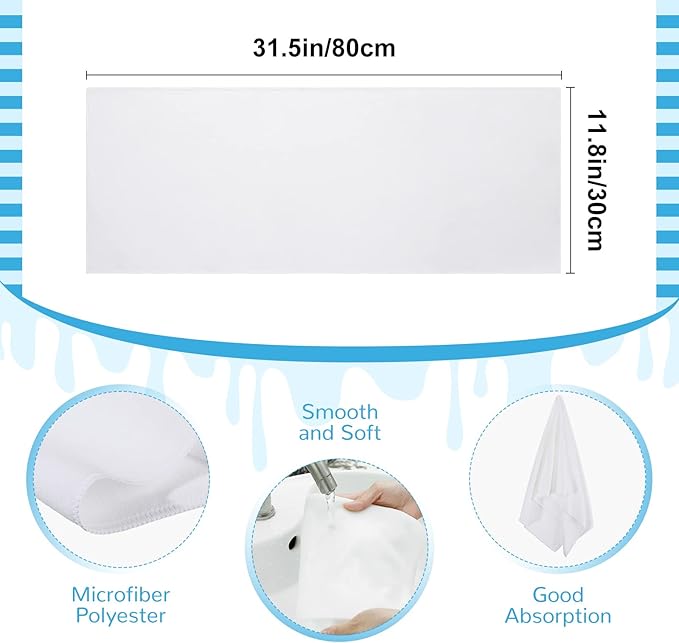 Tatuo Sublimation Blank Towels DIY Microfiber Kitchen Towels 32x12 Inch White Thick Dish Drying Tea Absorbent Soft Polyester for Sublimation Bathroom Kitchen Cleaning Supplies(20 Pieces)